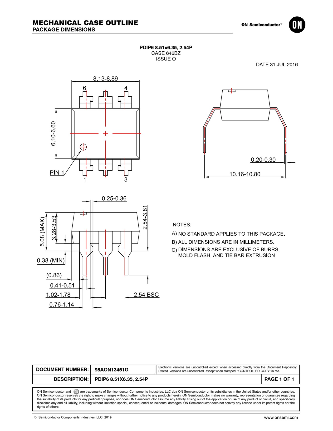 规格尺寸:CASE 646BZ(含 0.4″ 宽脚距选项)