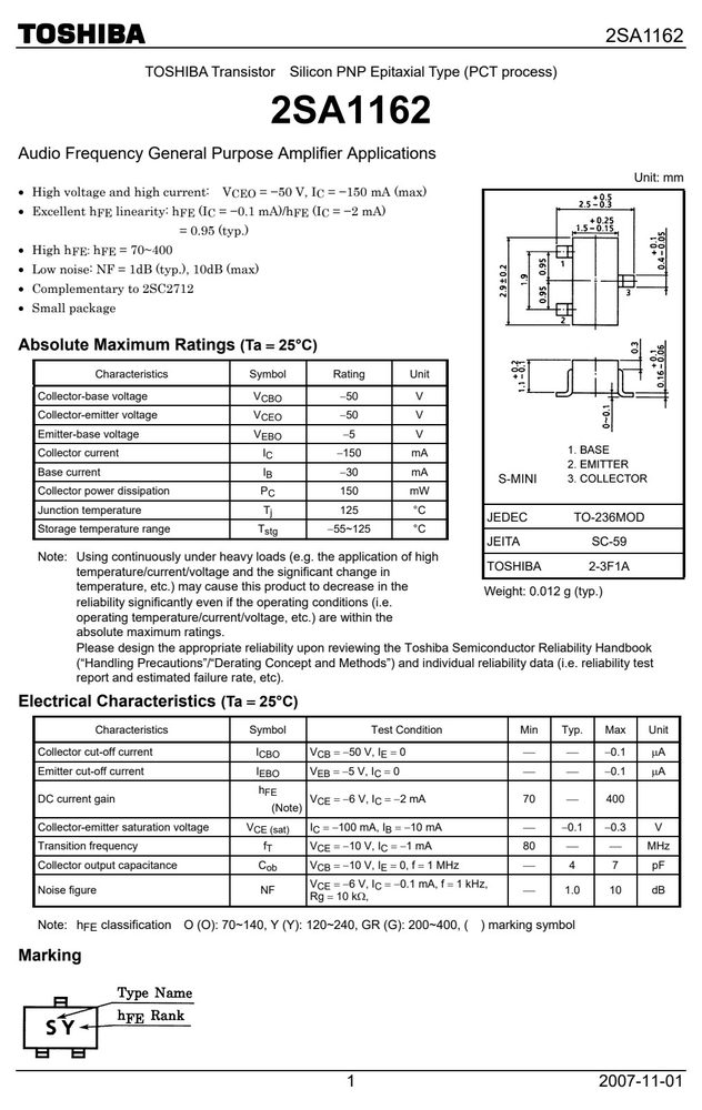 2SA1162-Y-TE85L-F 典型应用电路