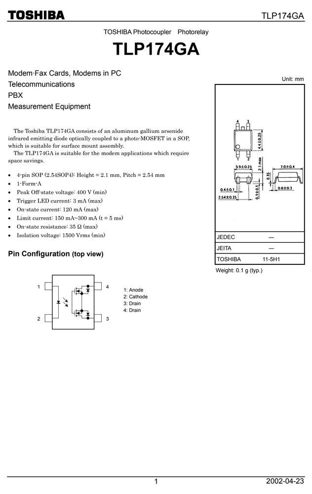 TLP174GA-TP-F 典型应用电路