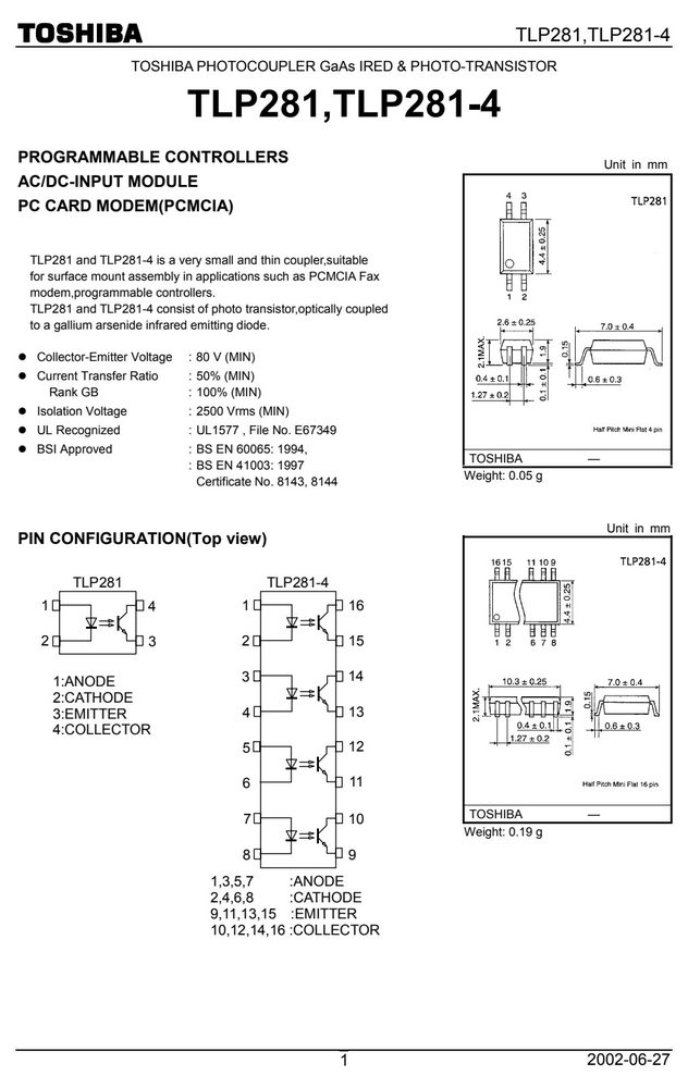 TLP281-4-GB-TP-J-F 典型应用电路