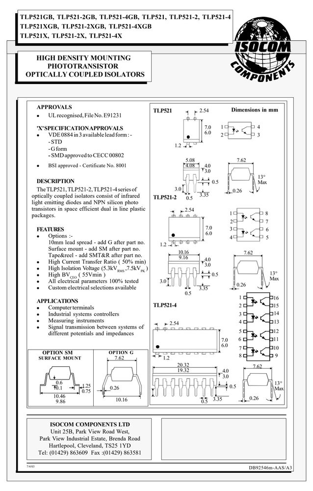 TLP521-1GR 典型应用电路